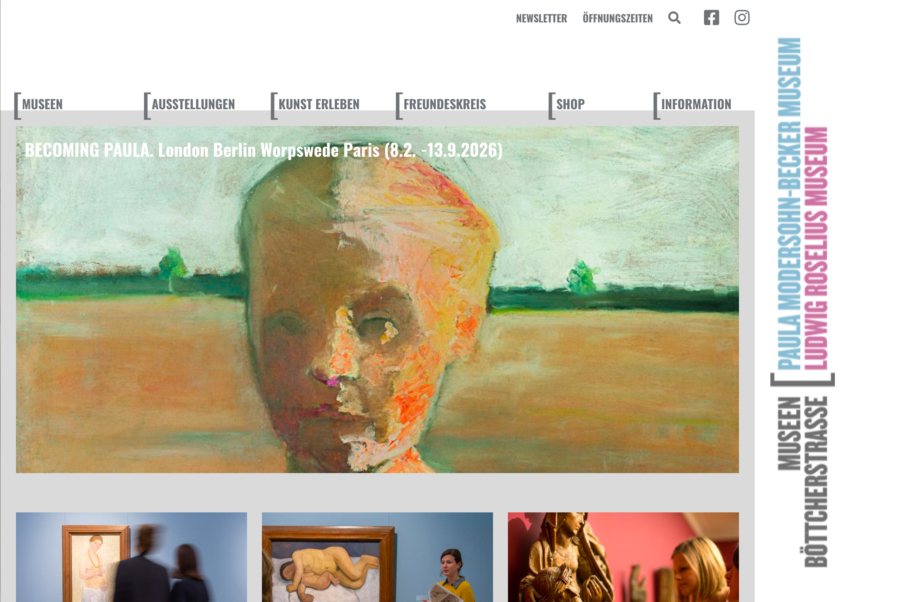 Gemälde eines Porträts mit einem abstrakten menschlichen Kopf und sanften Farben, Hintergrund mit zwei grünen Bäumen. Thema: Becoming Paula.